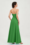 Strapless Long Bridesmaid Dresses Chiffon Strapless Sleeveless Formal Evening Dress Gowns