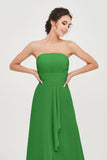 Strapless Long Bridesmaid Dresses Chiffon Strapless Sleeveless Formal Evening Dress Gowns