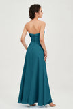Strapless Long Bridesmaid Dresses Chiffon Strapless Sleeveless Formal Evening Dress Gowns