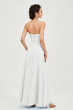 Strapless Long Bridesmaid Dresses Chiffon Strapless Sleeveless Formal Evening Dress Gowns