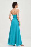Strapless Long Bridesmaid Dresses Chiffon Strapless Sleeveless Formal Evening Dress Gowns