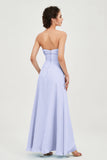 Strapless Long Bridesmaid Dresses Chiffon Strapless Sleeveless Formal Evening Dress Gowns