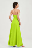 Strapless Long Bridesmaid Dresses Chiffon Strapless Sleeveless Formal Evening Dress Gowns