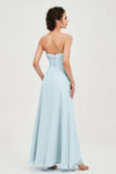 Strapless Long Bridesmaid Dresses Chiffon Strapless Sleeveless Formal Evening Dress Gowns
