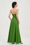 Strapless Long Bridesmaid Dresses Chiffon Strapless Sleeveless Formal Evening Dress Gowns