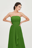 Strapless Long Bridesmaid Dresses Chiffon Strapless Sleeveless Formal Evening Dress Gowns