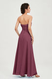 Strapless Long Bridesmaid Dresses Chiffon Strapless Sleeveless Formal Evening Dress Gowns