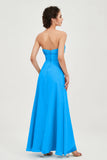 Strapless Long Bridesmaid Dresses Chiffon Strapless Sleeveless Formal Evening Dress Gowns