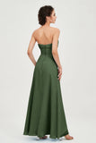 Strapless Long Bridesmaid Dresses Chiffon Strapless Sleeveless Formal Evening Dress Gowns