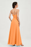 Strapless Long Bridesmaid Dresses Chiffon Strapless Sleeveless Formal Evening Dress Gowns