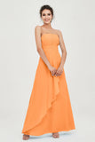 Strapless Long Bridesmaid Dresses Chiffon Strapless Sleeveless Formal Evening Dress Gowns