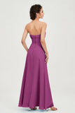 Strapless Long Bridesmaid Dresses Chiffon Strapless Sleeveless Formal Evening Dress Gowns