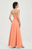 Strapless Long Bridesmaid Dresses Chiffon Strapless Sleeveless Formal Evening Dress Gowns