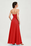 Strapless Long Bridesmaid Dresses Chiffon Strapless Sleeveless Formal Evening Dress Gowns