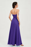 Strapless Long Bridesmaid Dresses Chiffon Strapless Sleeveless Formal Evening Dress Gowns