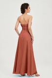 Strapless Long Bridesmaid Dresses Chiffon Strapless Sleeveless Formal Evening Dress Gowns
