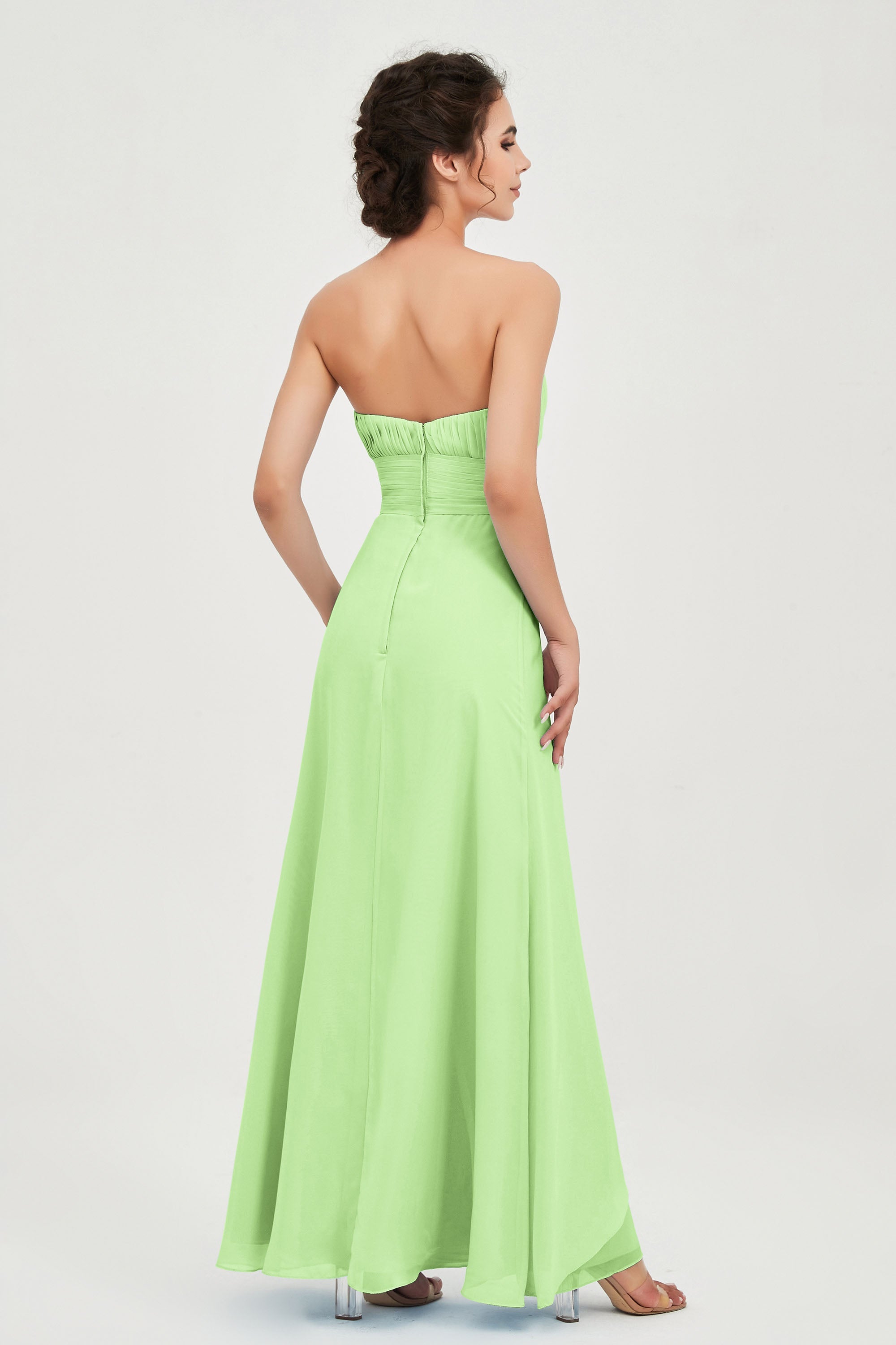 Strapless Long Bridesmaid Dresses Chiffon Strapless Sleeveless Formal Evening Dress Gowns