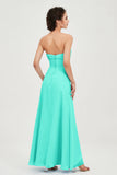 Strapless Long Bridesmaid Dresses Chiffon Strapless Sleeveless Formal Evening Dress Gowns