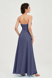 Strapless Long Bridesmaid Dresses Chiffon Strapless Sleeveless Formal Evening Dress Gowns
