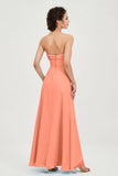 Strapless Long Bridesmaid Dresses Chiffon Strapless Sleeveless Formal Evening Dress Gowns