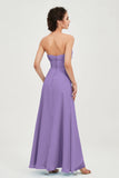 Strapless Long Bridesmaid Dresses Chiffon Strapless Sleeveless Formal Evening Dress Gowns