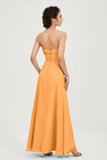 Strapless Long Bridesmaid Dresses Chiffon Strapless Sleeveless Formal Evening Dress Gowns