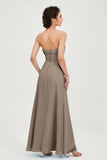 Strapless Long Bridesmaid Dresses Chiffon Strapless Sleeveless Formal Evening Dress Gowns