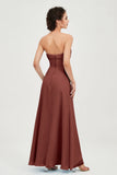 Strapless Long Bridesmaid Dresses Chiffon Strapless Sleeveless Formal Evening Dress Gowns