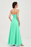 Strapless Long Bridesmaid Dresses Chiffon Strapless Sleeveless Formal Evening Dress Gowns
