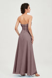 Strapless Long Bridesmaid Dresses Chiffon Strapless Sleeveless Formal Evening Dress Gowns