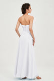 Strapless Long Bridesmaid Dresses Chiffon Strapless Sleeveless Formal Evening Dress Gowns