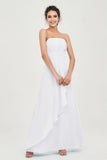 Strapless Long Bridesmaid Dresses Chiffon Strapless Sleeveless Formal Evening Dress Gowns