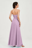 Strapless Long Bridesmaid Dresses Chiffon Strapless Sleeveless Formal Evening Dress Gowns