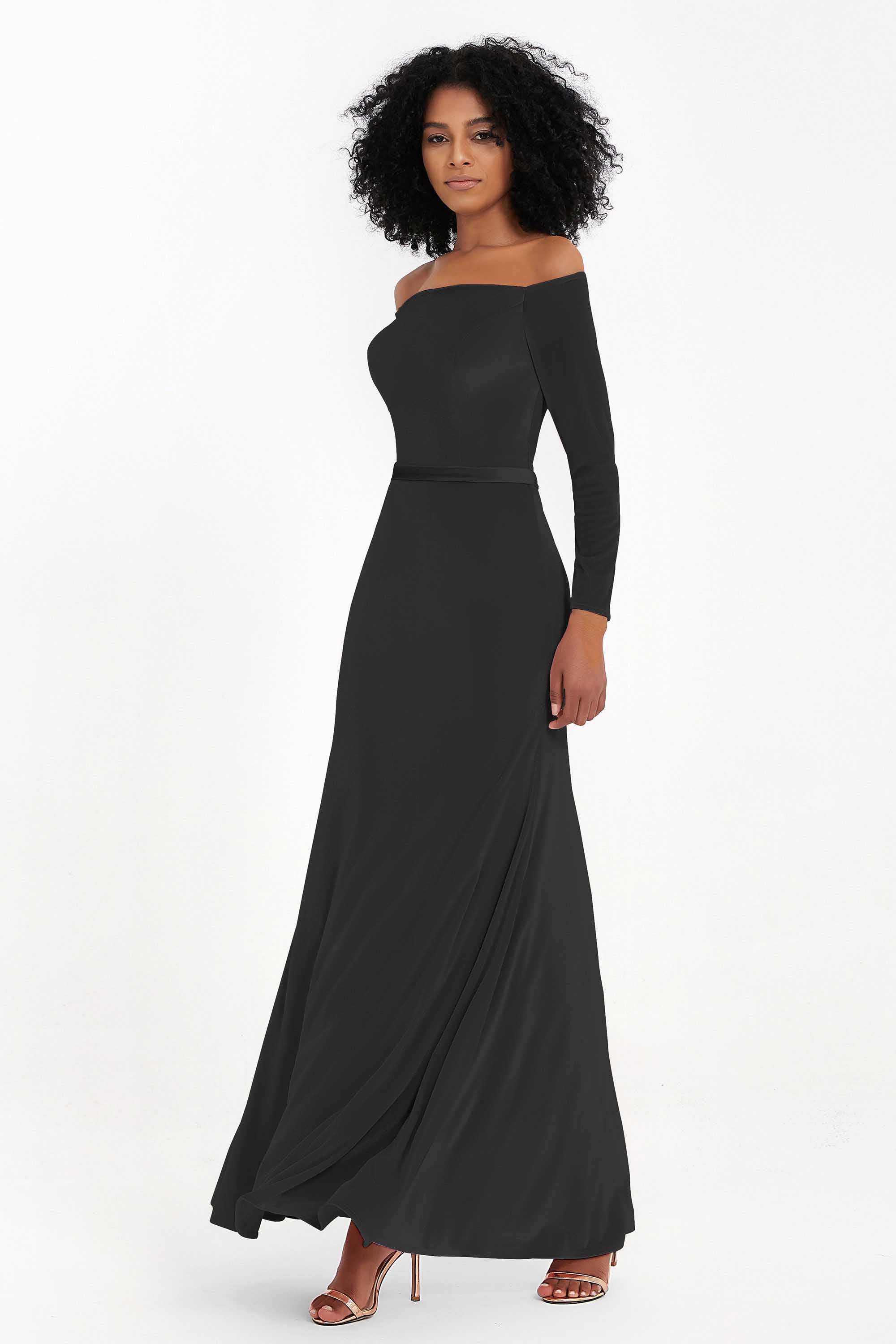 Off the Shoulder Velvet Formal Evening Dresses with Sash Long Prom Party Gowns