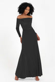 Off the Shoulder Velvet Formal Evening Dresses with Sash Long Prom Party Gowns