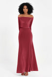 Off the Shoulder Velvet Formal Evening Dresses with Sash Long Prom Party Gowns