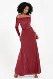 Off the Shoulder Velvet Formal Evening Dresses with Sash Long Prom Party Gowns