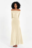 Off the Shoulder Velvet Formal Evening Dresses with Sash Long Prom Party Gowns