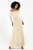 Off the Shoulder Velvet Formal Evening Dresses with Sash Long Prom Party Gowns