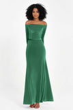 Off the Shoulder Velvet Formal Evening Dresses with Sash Long Prom Party Gowns