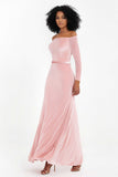 Off the Shoulder Velvet Formal Evening Dresses with Sash Long Prom Party Gowns