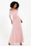Off the Shoulder Velvet Formal Evening Dresses with Sash Long Prom Party Gowns