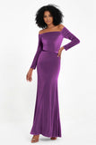 Off the Shoulder Velvet Formal Evening Dresses with Sash Long Prom Party Gowns
