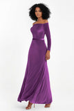 Off the Shoulder Velvet Formal Evening Dresses with Sash Long Prom Party Gowns