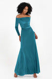 Off the Shoulder Velvet Formal Evening Dresses with Sash Long Prom Party Gowns