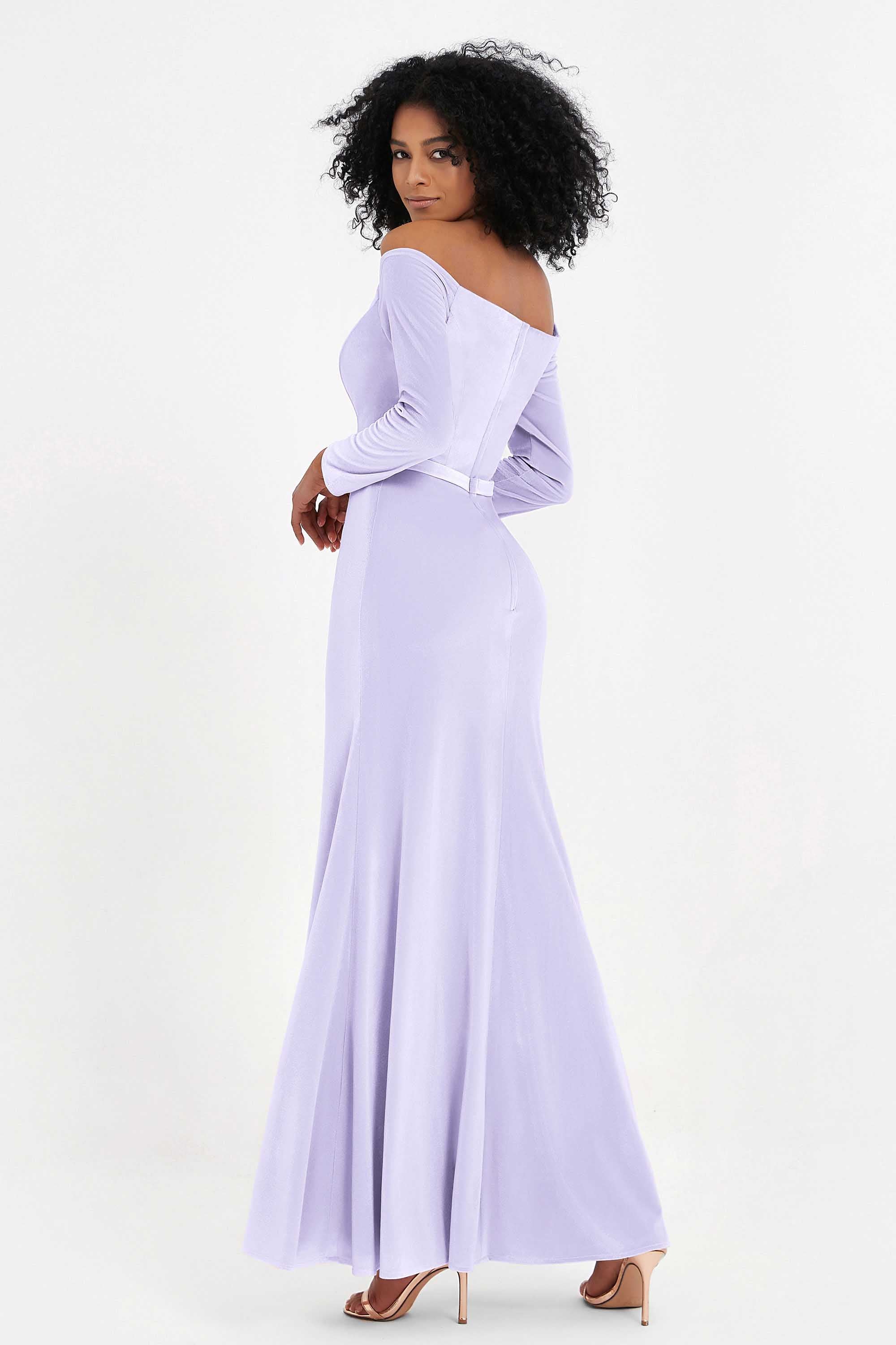 Off the Shoulder Velvet Formal Evening Dresses with Sash Long Prom Party Gowns