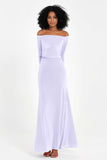 Off the Shoulder Velvet Formal Evening Dresses with Sash Long Prom Party Gowns