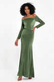 Off the Shoulder Velvet Formal Evening Dresses with Sash Long Prom Party Gowns