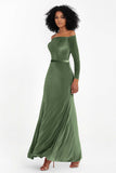 Off the Shoulder Velvet Formal Evening Dresses with Sash Long Prom Party Gowns