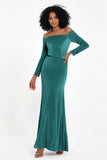 Off the Shoulder Velvet Formal Evening Dresses with Sash Long Prom Party Gowns